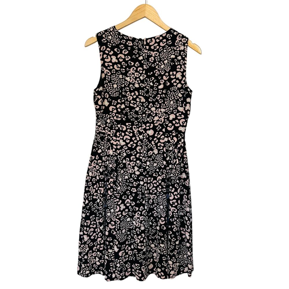 Talbots Cheetah Printed Sleeveless Sheath Dress Size 8 Petite Black Ivory - Picture 2 of 8